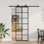 Ușă glisantă cu set de feronerie neagră 76x205 cm Sticlă ESG GartenMobel Dekor