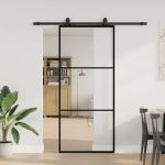 Ușă glisantă cu set de feronerie neagră 90x205 cm Sticlă ESG GartenMobel Dekor