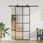 Ușă glisantă cu set de feronerie neagră 90x205 cm Sticlă ESG GartenMobel Dekor