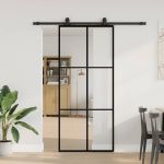Ușă glisantă cu set de feronerie neagră 90x205 cm Sticlă ESG GartenMobel Dekor