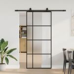 Ușă glisantă cu set de feronerie neagră 90x205 cm Sticlă ESG GartenMobel Dekor