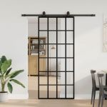 Ușă glisantă cu set de feronerie neagră 90x205 cm Sticlă ESG GartenMobel Dekor