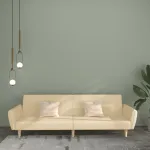 Canapea extensibilă cu 2 locuri, crem, material textil GartenMobel Dekor