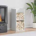 Suport pentru lemne de foc alb 40x30x80 cm Oțel laminat la rece GartenMobel Dekor