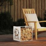Suport pentru lemne de foc alb 40x40x40 cm Oțel laminat la rece GartenMobel Dekor