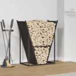 Suport pentru lemne de foc negru Oțel laminat la rece GartenMobel Dekor