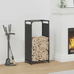 Suport pentru lemne de foc negru Oțel laminat la rece GartenMobel Dekor