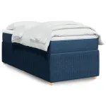 Pat box spring cu saltea, albastru, 80x200 cm, textil GartenMobel Dekor