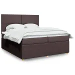 Pat box spring cu saltea, maro închis, 200x200 cm, textil GartenMobel Dekor