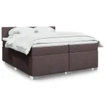 Pat box spring cu saltea, maro închis, 200x200 cm, textil GartenMobel Dekor