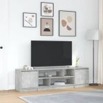 Comodă TV, gri beton, 188,5x41x50 cm, lemn prelucrat GartenMobel Dekor