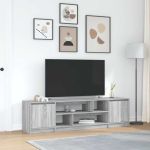 Comodă TV, gri sonoma, 188,5x41x50 cm, lemn prelucrat GartenMobel Dekor