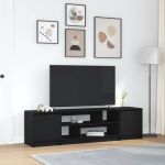 Dulap TV Stejar Negru 188,5x41x50 cm Lemn prelucrat GartenMobel Dekor