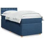 Pat box spring cu saltea, albastru, 80x200 cm, textil GartenMobel Dekor