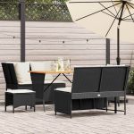 Set mobilier de grădină cu perne, 5 piese, negru, poliratan GartenMobel Dekor