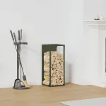 Suport pentru lemne de foc Verde măsline Oțel laminat la rece GartenMobel Dekor