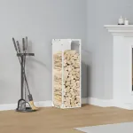Suport pentru lemne de foc alb 25x25x80 cm Oțel laminat la rece GartenMobel Dekor