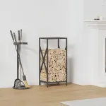 Suport pentru lemne de foc negru Oțel laminat la rece GartenMobel Dekor