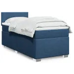 Pat box spring cu saltea, albastru, 80x200 cm, textil GartenMobel Dekor