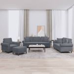 Set canapea cu perne, 4 piese, gri închis, catifea GartenMobel Dekor
