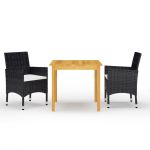 Set mobilier de grădină cu perne, 3 piese, negru GartenMobel Dekor