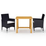 Set mobilier de grădină cu perne, 3 piese, negru GartenMobel Dekor