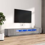 Set dulapuri TV cu LED, 3 piese, gri sonoma, lemn prelucrat GartenMobel Dekor