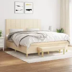Pat continental cu saltea, crem, 180x200 cm, textil GartenMobel Dekor