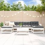 Set mobilier de grădină, 7 piese, alb, lemn masiv de pin GartenMobel Dekor