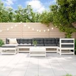 Set mobilier relaxare grădină, 8 piese, alb, lemn masiv de pin GartenMobel Dekor