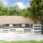 Set mobilier relaxare grădină, 8 piese, alb, lemn masiv de pin GartenMobel Dekor