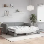 Pat de zi cu extensie, gri deschis, 100x200 cm, textil GartenMobel Dekor