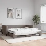 Pat de zi cu extensie, gri taupe, 100x200 cm, textil GartenMobel Dekor