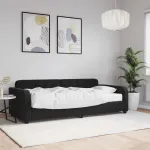 Pat de zi cu saltea, negru, 90x190 cm, catifea GartenMobel Dekor