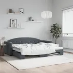 Pat de zi cu extensie, gri închis, 90x190 cm, catifea GartenMobel Dekor