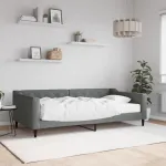 Pat de zi cu saltea, gri închis, 100x200 cm, textil GartenMobel Dekor