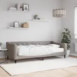 Pat de zi cu saltea, gri taupe, 90x200 cm, textil GartenMobel Dekor