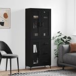 Dulap înalt, negru, 69,5x34x180 cm, lemn compozit GartenMobel Dekor