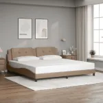 Cadru de pat cu tăblie, cappuccino, 200x200 cm, piele ecologică GartenMobel Dekor