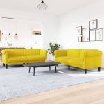 Set canapea 2 piese, galben, catifea GartenMobel Dekor