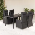 Set mobilier de grădină cu perne, 5 piese, negru, poliratan GartenMobel Dekor