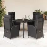 Set mobilier de grădină cu perne, 5 piese, negru, poliratan GartenMobel Dekor