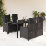 Set mobilier de grădină cu perne, 5 piese, negru, poliratan GartenMobel Dekor