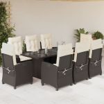 Set mobilier de grădină cu perne, 9 piese, maro, poliratan GartenMobel Dekor