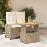 Set mobilier de grădină, 2 piese, cu perne, bej, poliratan GartenMobel Dekor