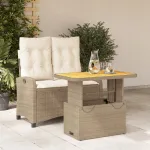 Set mobilier de grădină, 2 piese, cu perne, bej, poliratan GartenMobel Dekor