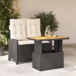 Set mobilier de grădină cu perne, 2 piese, negru, poliratan GartenMobel Dekor
