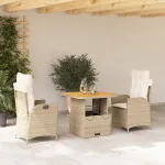 Set mobilier de grădină cu perne, 3 piese, bej, poliratan GartenMobel Dekor