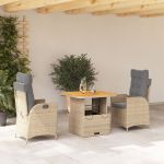 Set mobilier de grădină cu perne, 3 piese, bej, poliratan GartenMobel Dekor