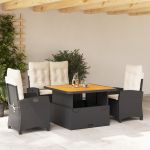 Set mobilier de grădină cu perne, 4 piese, negru, poliratan GartenMobel Dekor